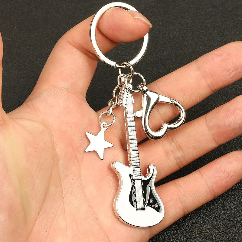 Y2K Vintage Guitar Pentagram Star Pendant Keychain