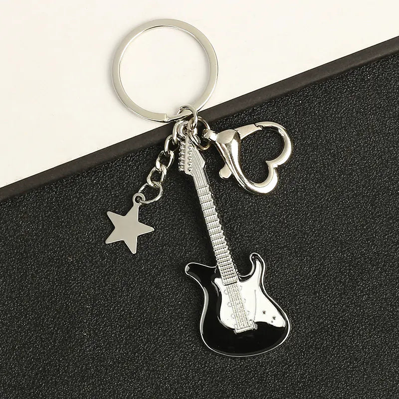 Y2K Vintage Guitar Pentagram Star Pendant Keychain