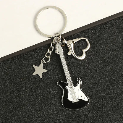 Y2K Vintage Guitar Pentagram Star Pendant Keychain
