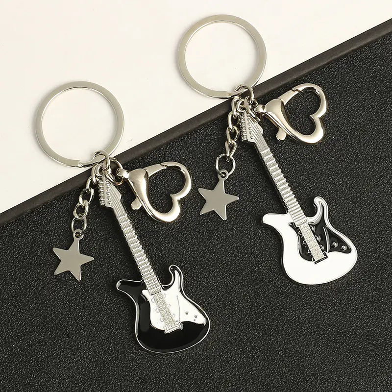 Y2K Vintage Guitar Pentagram Star Pendant Keychain