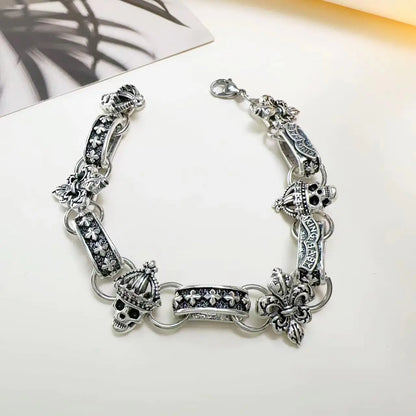 Men's Metal Bracelet with Skull Design