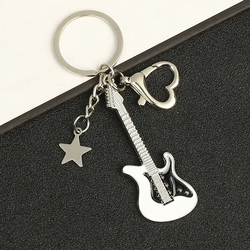 Y2K Vintage Guitar Pentagram Star Pendant Keychain