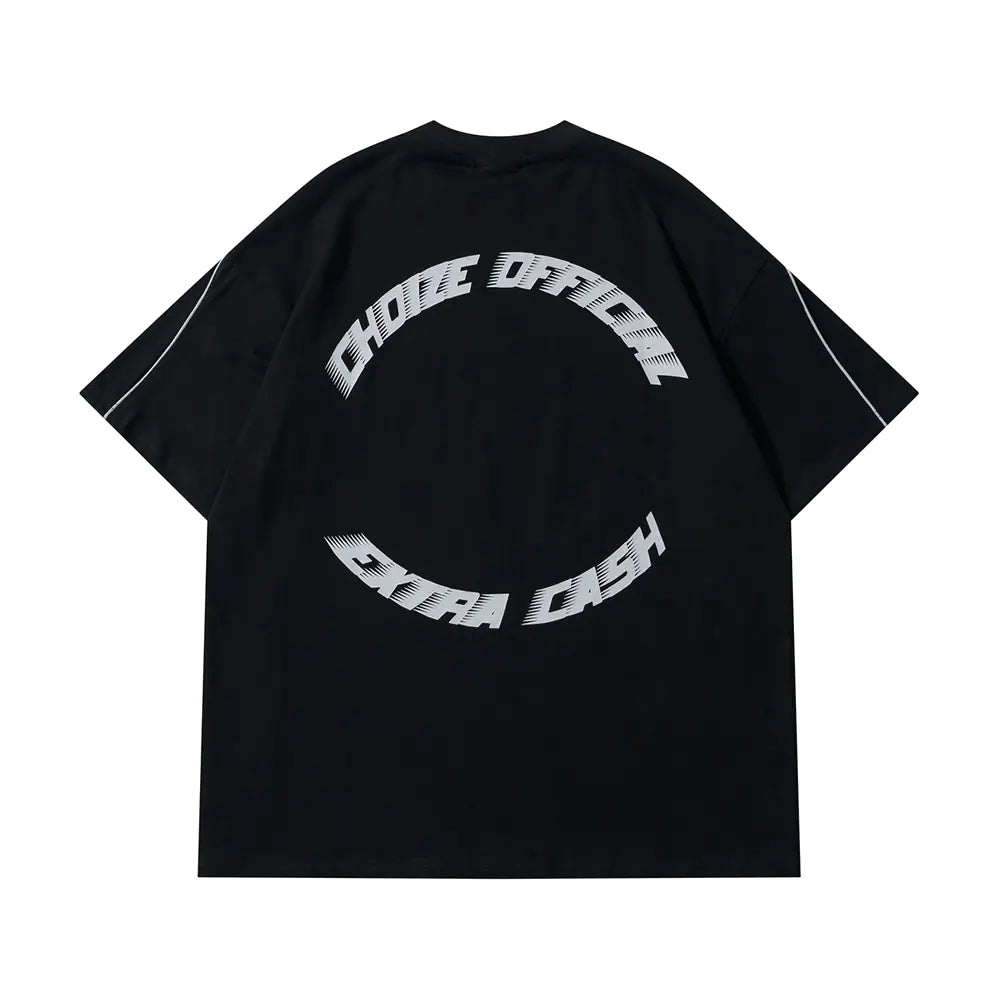 Y2K Oversized Reflective Strip T-Shirt for Men