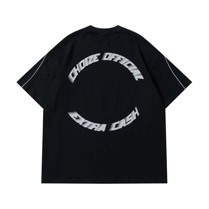 Y2K Oversized Reflective Strip T-Shirt for Men
