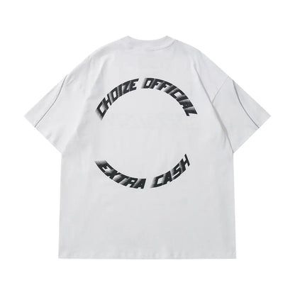 Y2K Oversized Reflective Strip T-Shirt for Men