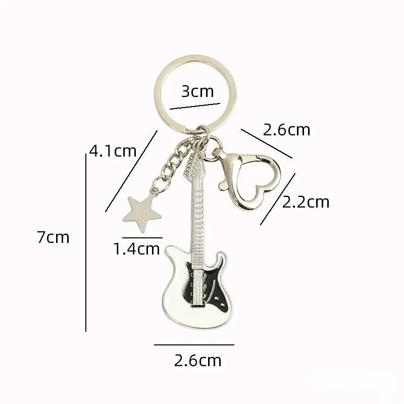 Y2K Vintage Guitar Pentagram Star Pendant Keychain