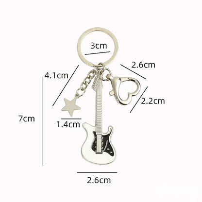 Y2K Vintage Guitar Pentagram Star Pendant Keychain