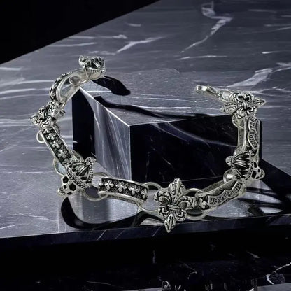 Men's Metal Bracelet with Skull Design