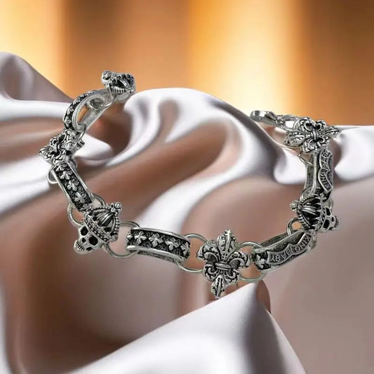 Men's Metal Bracelet with Skull Design